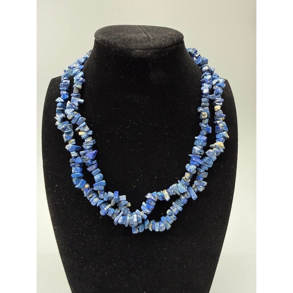 Lapis Lazuli Chip Blue Bead‎ Necklace 32" Natural Stones Long